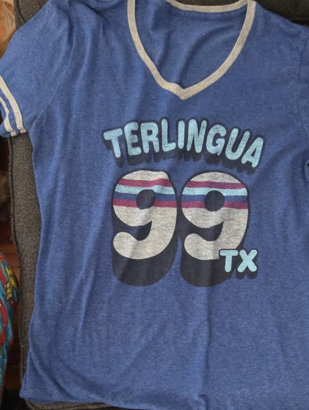 '99 Womens Blue Graphic V-Neck Tee
